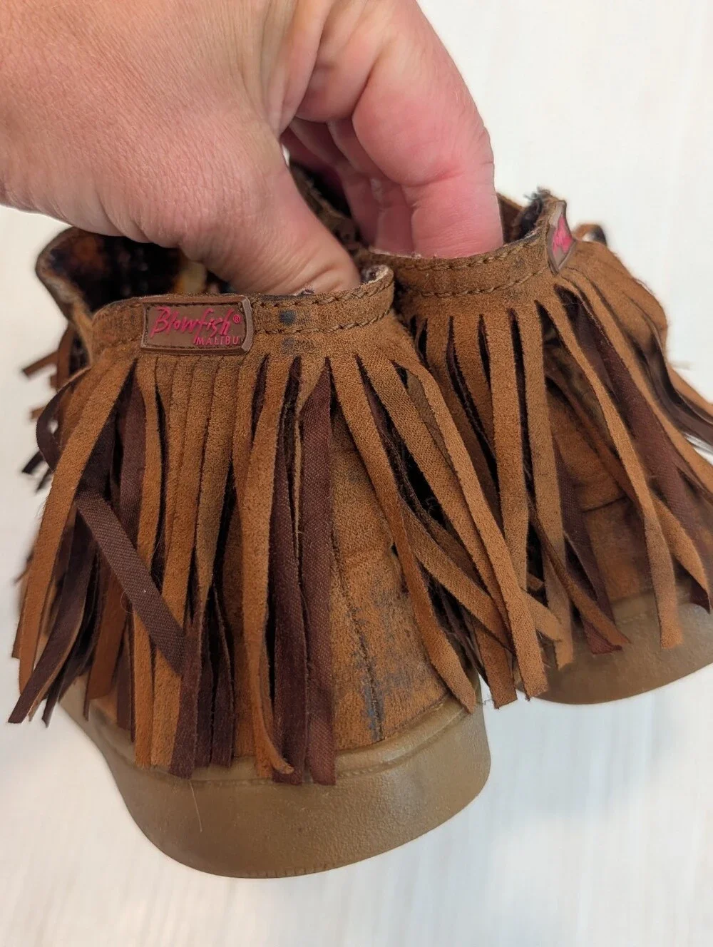 BLOWFISH Girls Fringe Moccasin Brown Ankle Boots Size 4 Youth